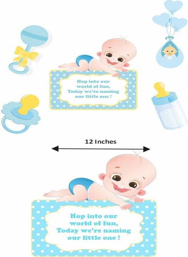 Untumble Naming Ceremony Decor Kit|Blue Baby Boy Name Kit With Banner, Silver Foil Curtain & Balloons|Naming Items For Boy|Pack Of 42, Wedding / Party - Image 4
